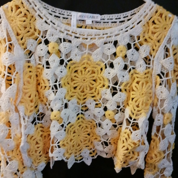 Yellow French Crochet Hollow Top - Picture 7 of 10